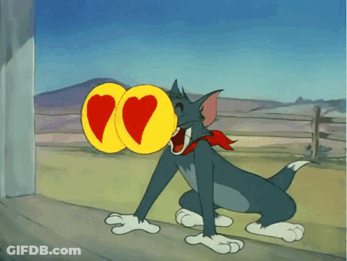Tom And Jerry With Hearts On Face GIF