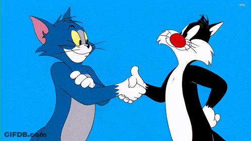 Tom And Sylvester Shaking Hands GIF