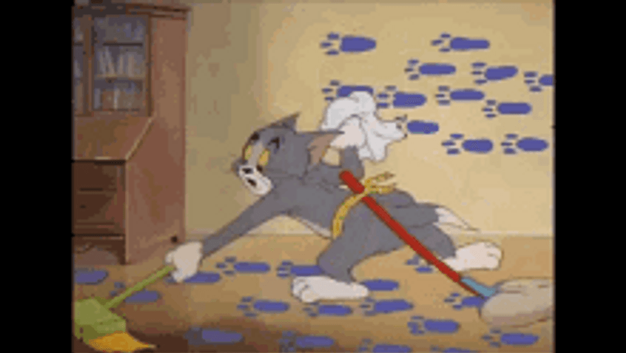 Tom Cat Cleaning The Floor GIF
