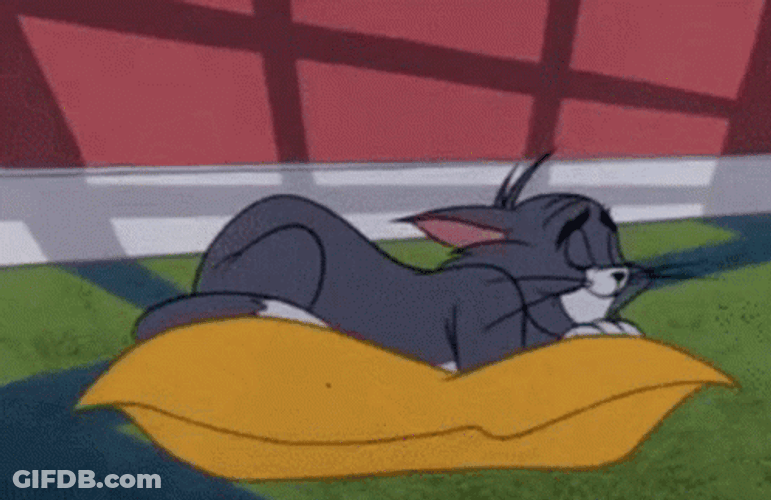 Tom Cat Sleeping On Big Pillow GIF