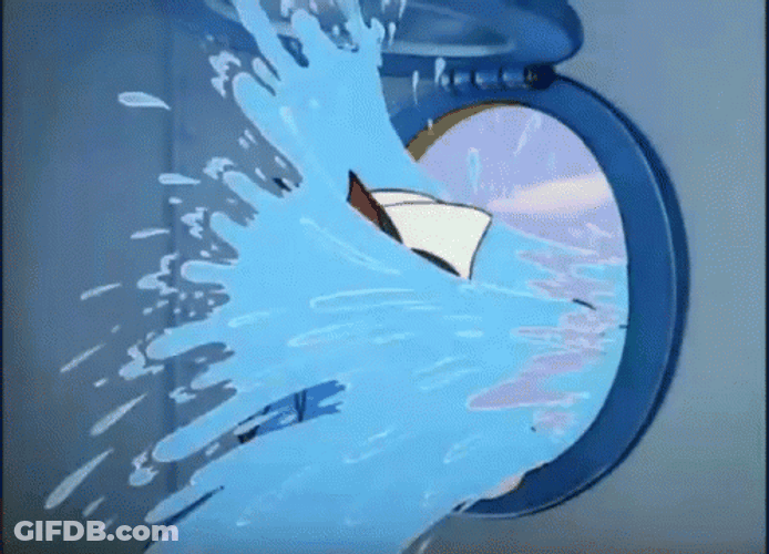 Tom Cat Water Pouring Splashes Inside Window GIF
