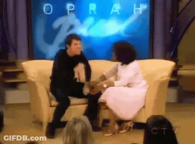 Tom Cruise Celebrating Oprah Winfrey Show GIF