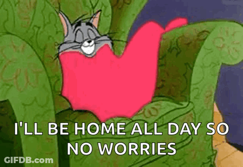 Tom From Tom And Jerry Sitting In Chair With Pink Heart GIF
