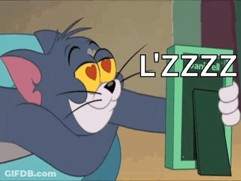 Tom Holding Picture Frame With L'zzzz GIF