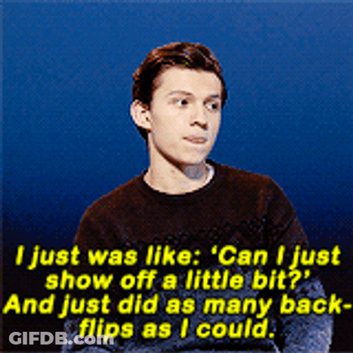 Tom Holland Back-Flips Show Off GIF