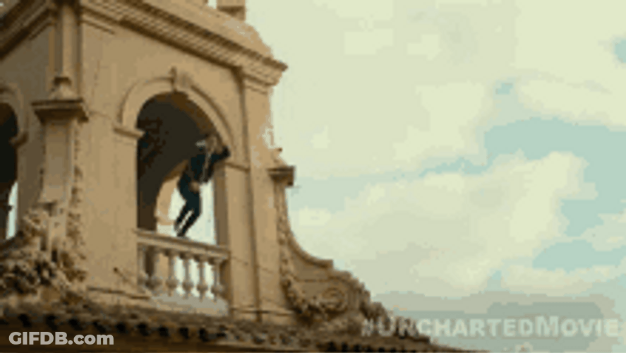 Tom Holland Uncharted Movie Jumping GIF