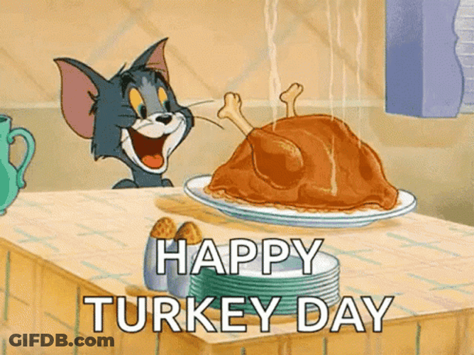 Tom Looking At Cooked Turkey Happy Turkey Day GIF