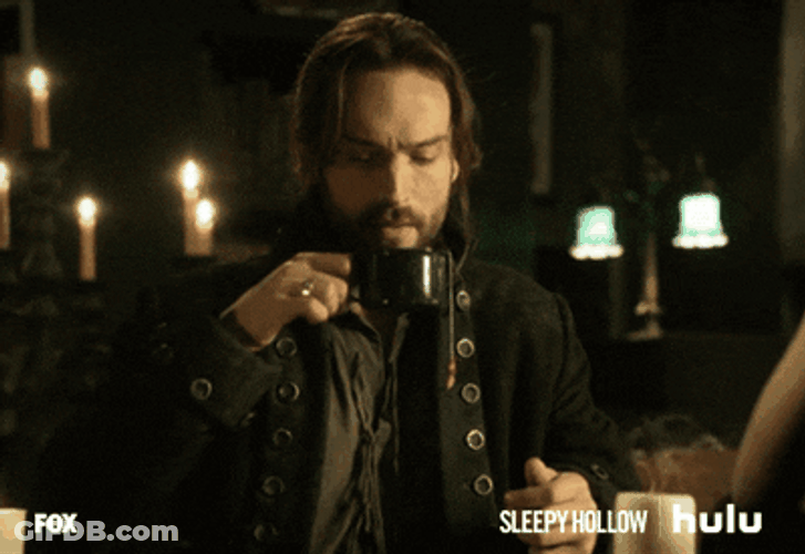 Tom Mison Ichabod Crane Sips Tea GIF