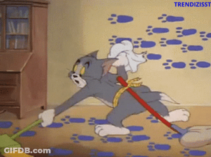 Tom Multitasking Household Chores GIF