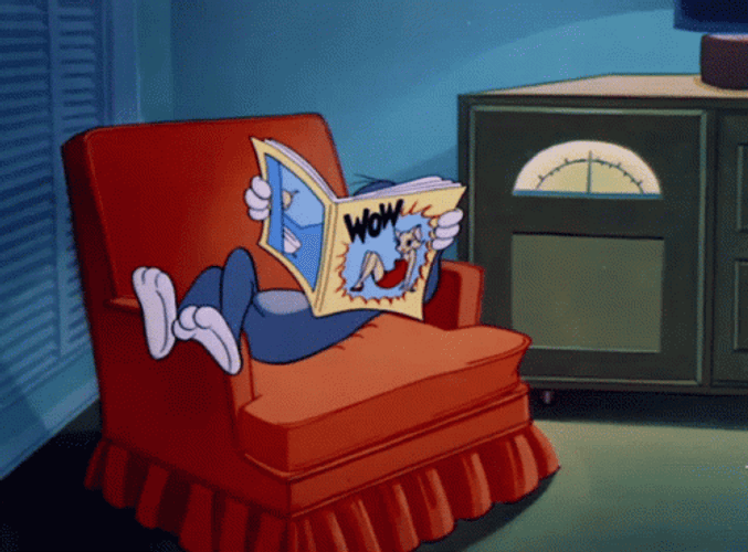 Tom The Cat Reading Book GIF