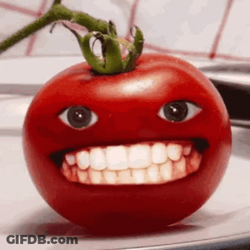 Tomato With Big Smile On Plate GIF