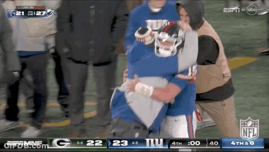 Tommy Devito Hugging New York Giants Coach GIF