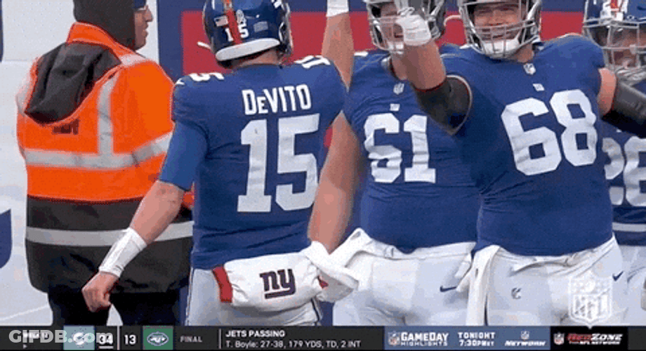 Tommy Devito Rejoicing Alongside Teammates GIF
