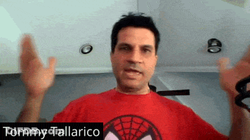 Tommy Tallarico In Red Spider-Man Shirt GIF