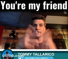 Tommy Tallarico Says You're My Friend With Man In Background GIF