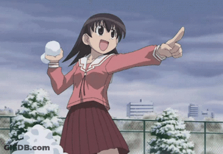 Tomo Takino Snowball Fight GIF