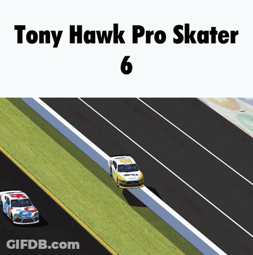 Tony Hawk Pro Skater 6 Is Written Above A Race Car On A Track GIF