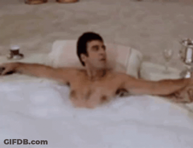 Tony Montana In Hot Tub GIF