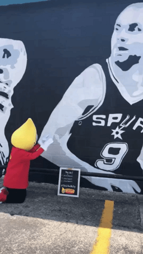 Tony Parker Spurs Wall Worship GIF