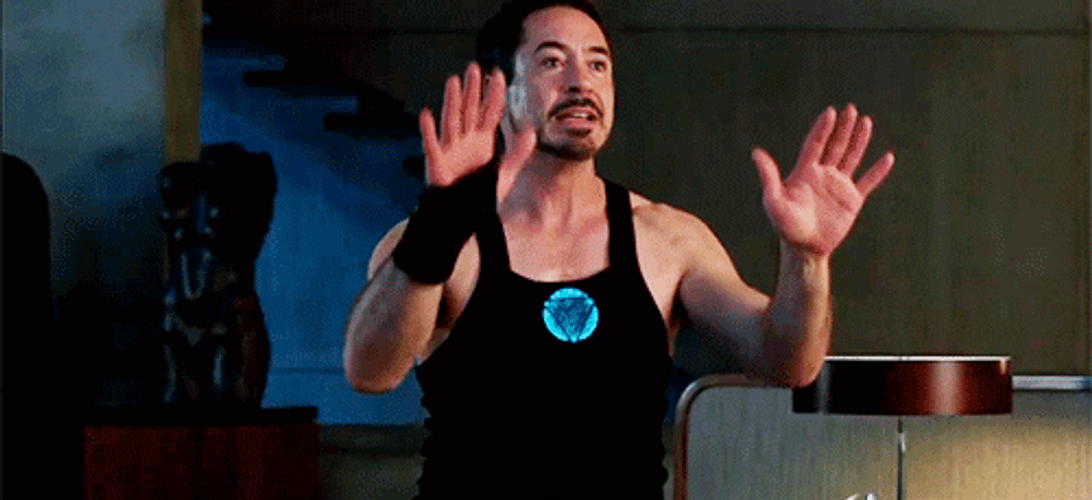 Tony Stark Freaked Out Catch GIF