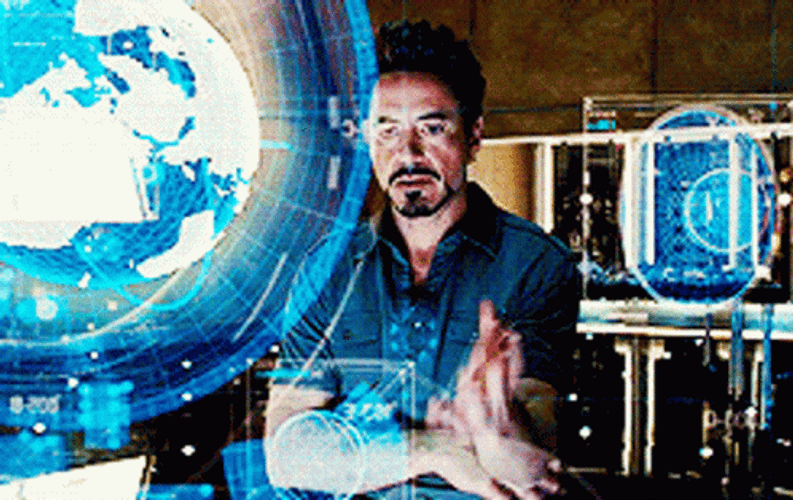 Tony Stark Researching Time GIF
