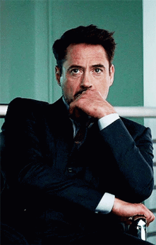 Tony Stark Thinking Gesture GIF