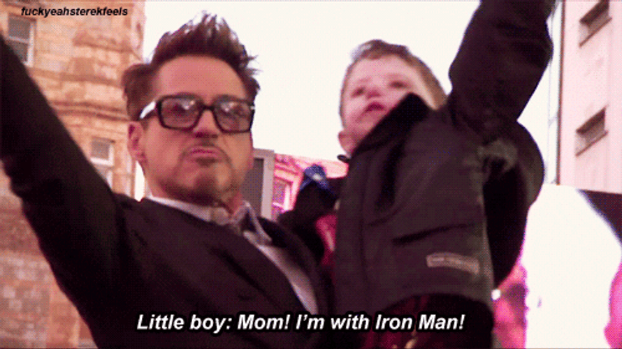 Tony Stark With A Little Kid Fan GIF