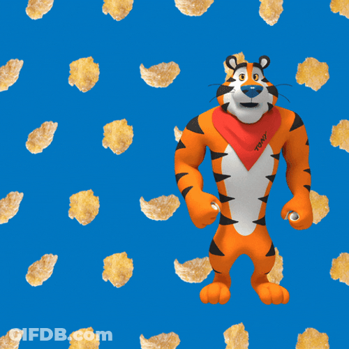 Tony The Tiger Dancing Falling Cereal GIF