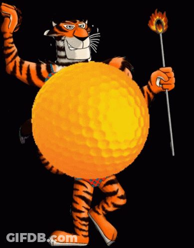 Tony The Tiger Holding Torch And Orange Ball GIF