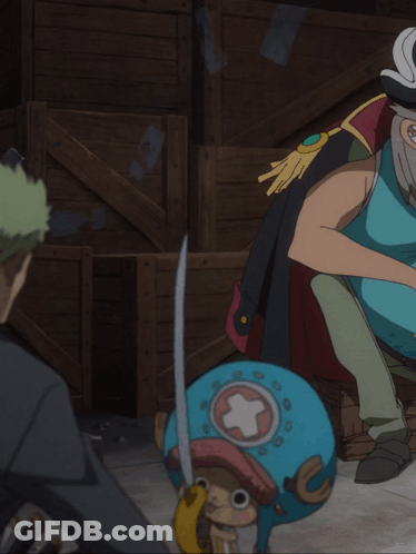 Tony Tony Chopper Holding Sword Blue Helmet Cross GIF