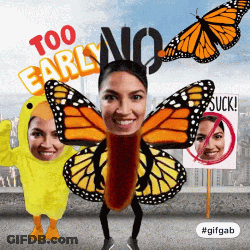 Too Early No Sign Next To Butterfly GIF