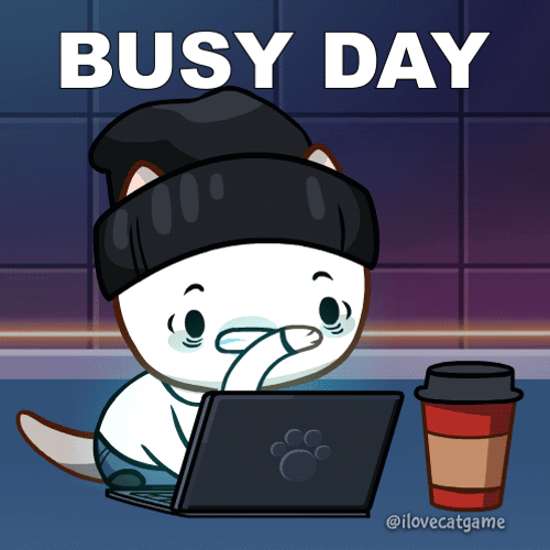 Too Much Work Cartoon Cat Busy Day GIF