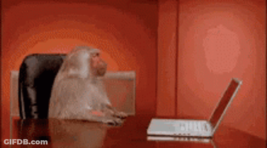 Too Much Work Grumpy Monkey Tossing Laptop GIF