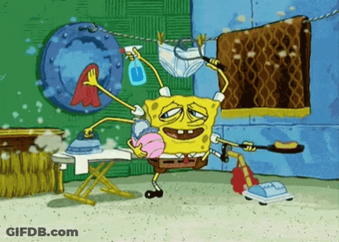 Too Much Work SpongeBob Multi Tasking GIF