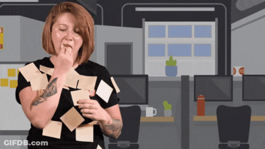Too Much Work Stress Eating Lady GIF