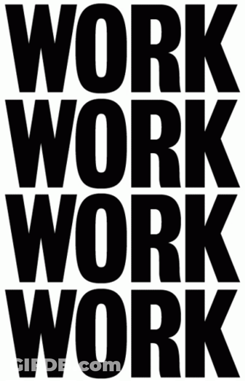 Too Much Work Text Moving Up Design GIF