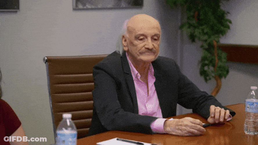 Too Small Old Man In Black Suit GIF