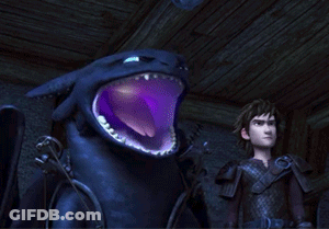 Toothless And Hiccup Standing With Mouths Open GIF