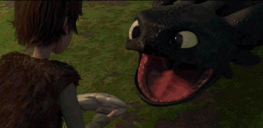 Toothless Biting Fish From Hiccup GIF