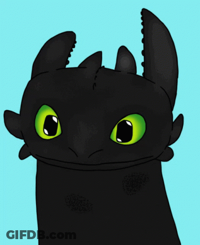 Toothless From How To Train Your Dragon Is Looking At The Camera With A Blue Background GIF