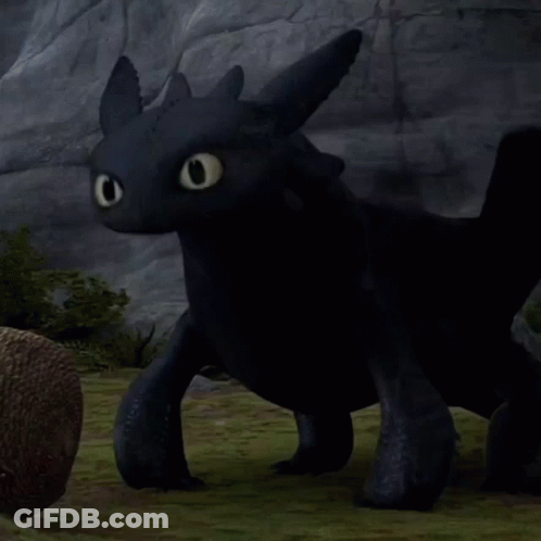 Toothless From How To Train Your Dragon Is Standing In A Field GIF