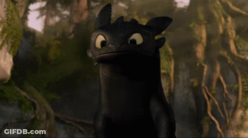Toothless From How To Train Your Dragon Is Standing In The Woods And Looking At The Camera . GIF