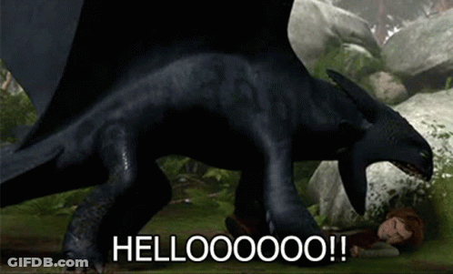 Toothless From How To Train Your Dragon Is Standing Next To A Girl In The Grass . GIF