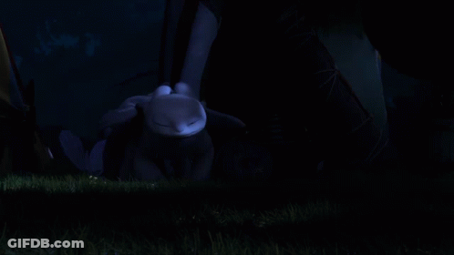 Toothless Laying In Grass At Night GIF