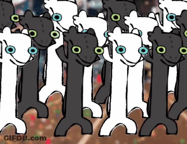 Toothless Light Fury Cloned Dance Meme GIF