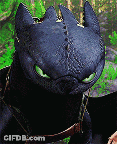 Toothless Looking At Camera With Green Eyes GIF