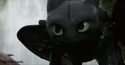 Toothless Standing Next To Waterfall GIF