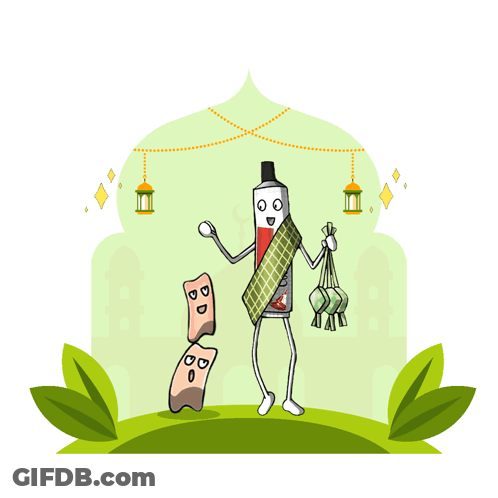 Toothpaste Tube Holding Lantern Salam Aidilfitri GIF