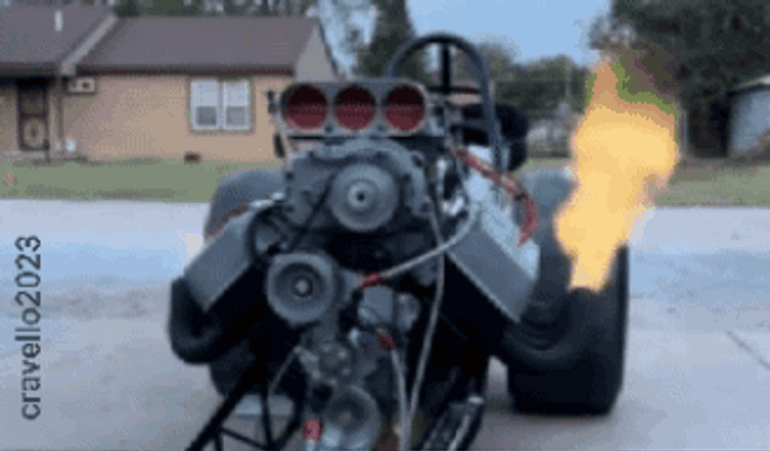 Top Fuel Dragster Engine Firing Up GIF