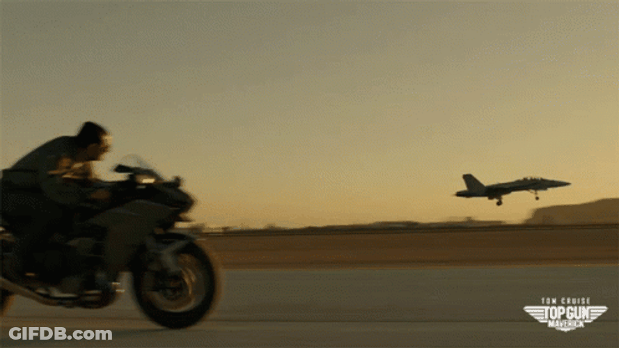 Top Gun Maverick Jet And Motorcycle Side By Side GIF